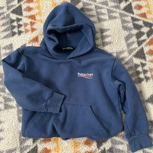 Balenciaga Kids Blue Logo Hoodie